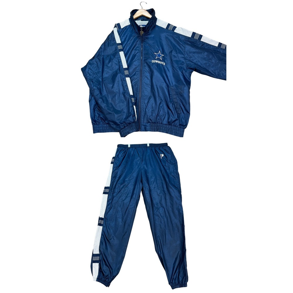 VTG Dallas Cowboys Tracksuit Mens Large Navy 2 Piece Nylon Set Pro Player 90s